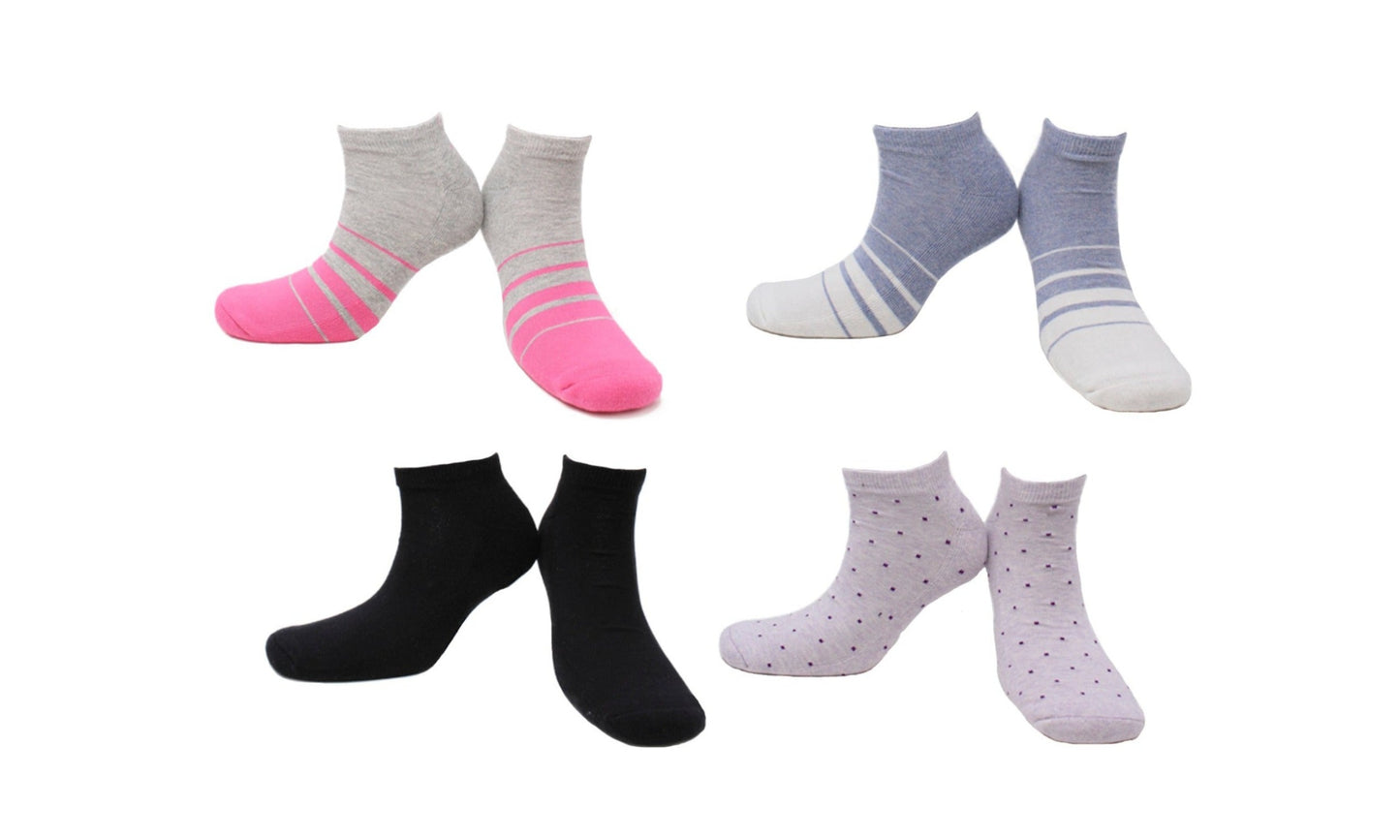 2023 - REF 39210B - Socquettes Sport Femme Gris Bleu Beige Lilas Noir en Coton Peigné (4 paires)