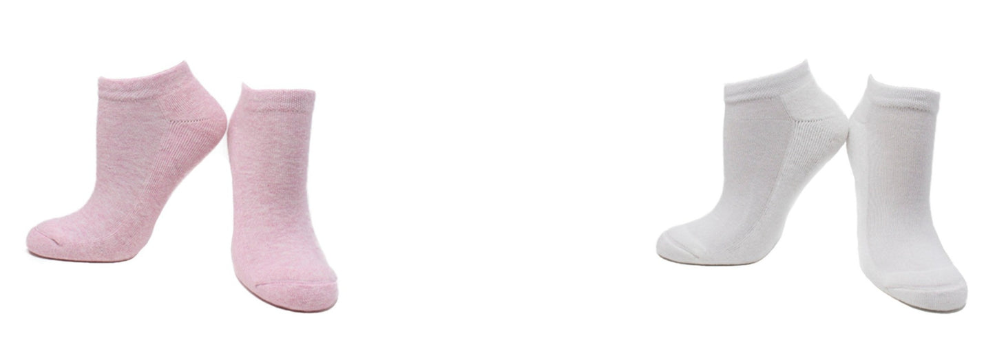 2023 - REF 39400B - Socquettes Fille Pastel Unies Blanc Rose en Coton Peigné (2 paires)