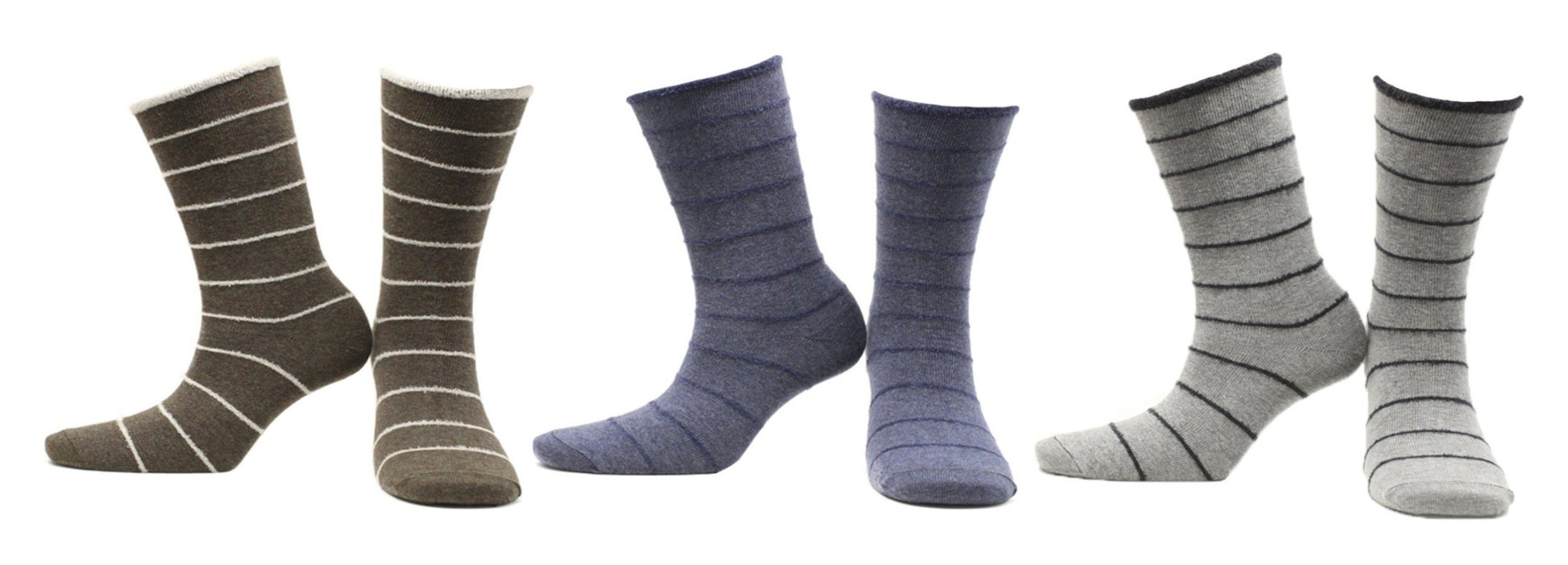 NEW - REF 32603B - Chaussettes Femme Cosy Café Gris en Coton Peigné (3 paires)