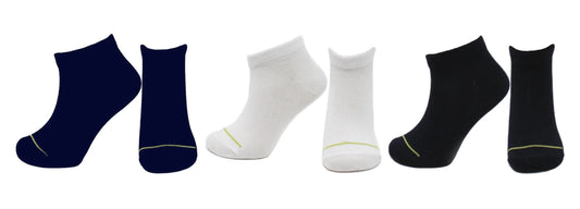 REF 31601B - Chaussettes Socquettes Bambou Garçon Unies Bleu Marine Blanc Noir (3 paires)