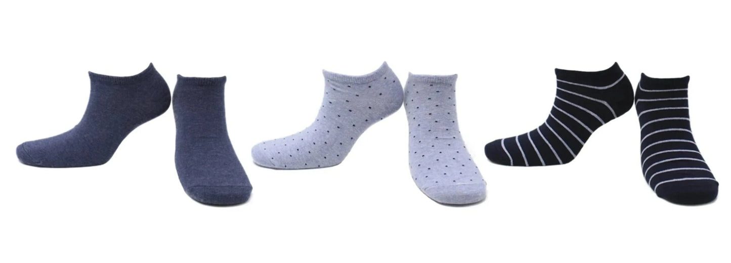 REF 39105B - Socquettes Homme Ciel et Mer Bleu en Coton Peigné (3 paires)