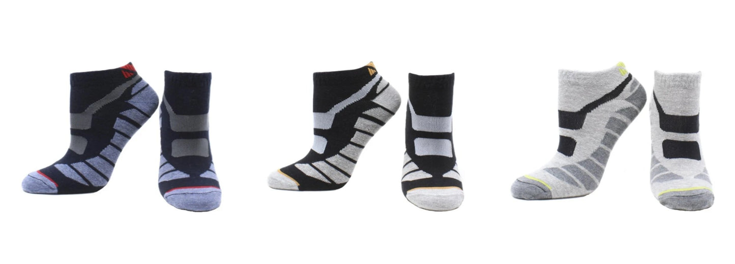REF 39112B - Socquettes Sport Homme Gris Bleu Marine Noir Sans Couture en Coton Peigné (3 paires)