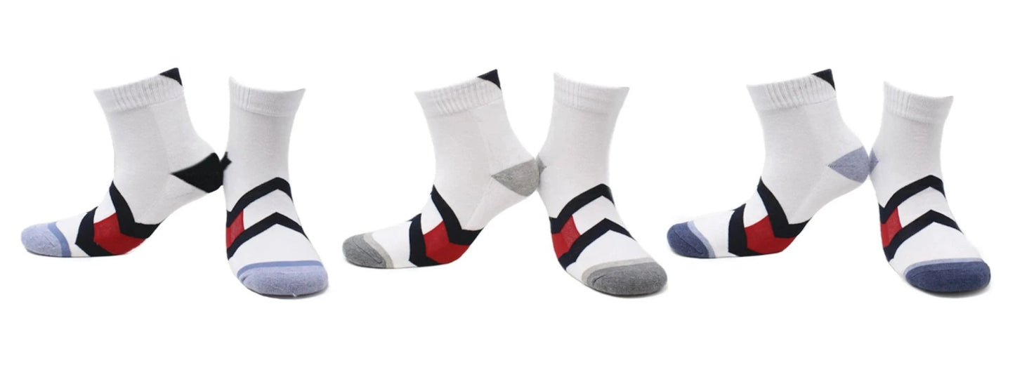 Chaussettes Sport Homme Chevron Blanc en Coton Peigné (3 paires)