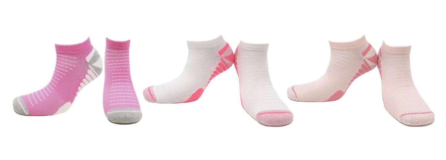 REF 39208 - Socquettes Chaussettes Cyclisme Techniques Femme Cyclisme Sans Couture Fuchsia Blanc Saumon en Microfibre (3 paires)