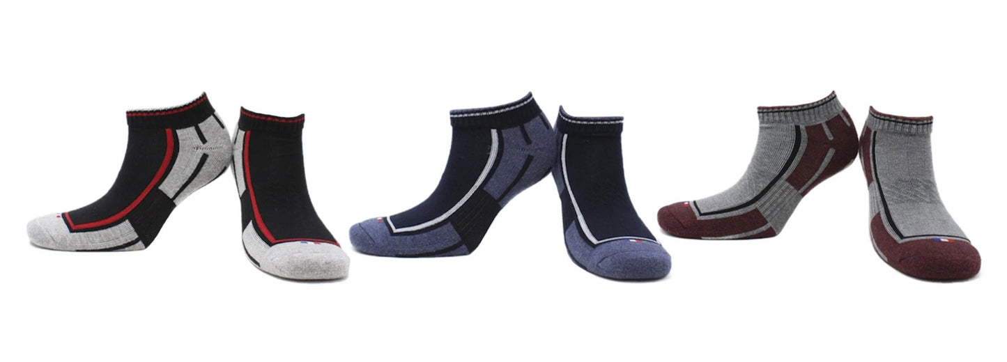 REF 39302B - Socquettes Sport Garçon Gris Bleu Marine Noir en Coton Peigné (3 paires)