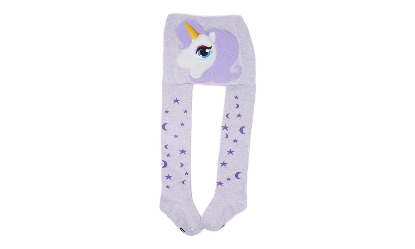 Collant 4D Licorne Gris Bleu Lilas en Coton Écologique