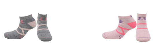 2023 - REF 32602B - Socquettes Sport Femme Sans Couture Crazy Touch Gris Rose en Coton Peigné (2 paires)
