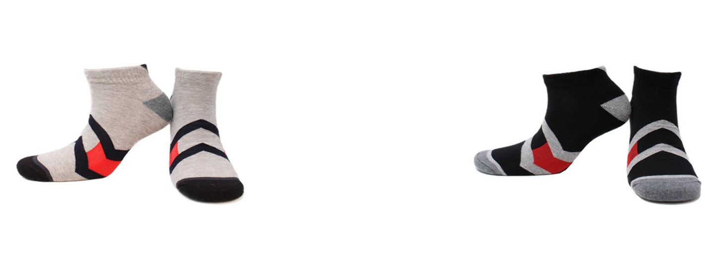 2023 - REF 39110C - Socquettes Sport Homme Chevron Gris Noir en Coton Peigné (2 paires)