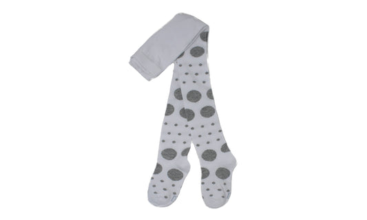 REF 39411B - Collant Fille Bulles Gris en Coton Peigné