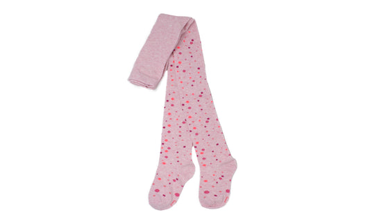 REF 39411A - Collant Fille Bulles Rose en Coton Peigné