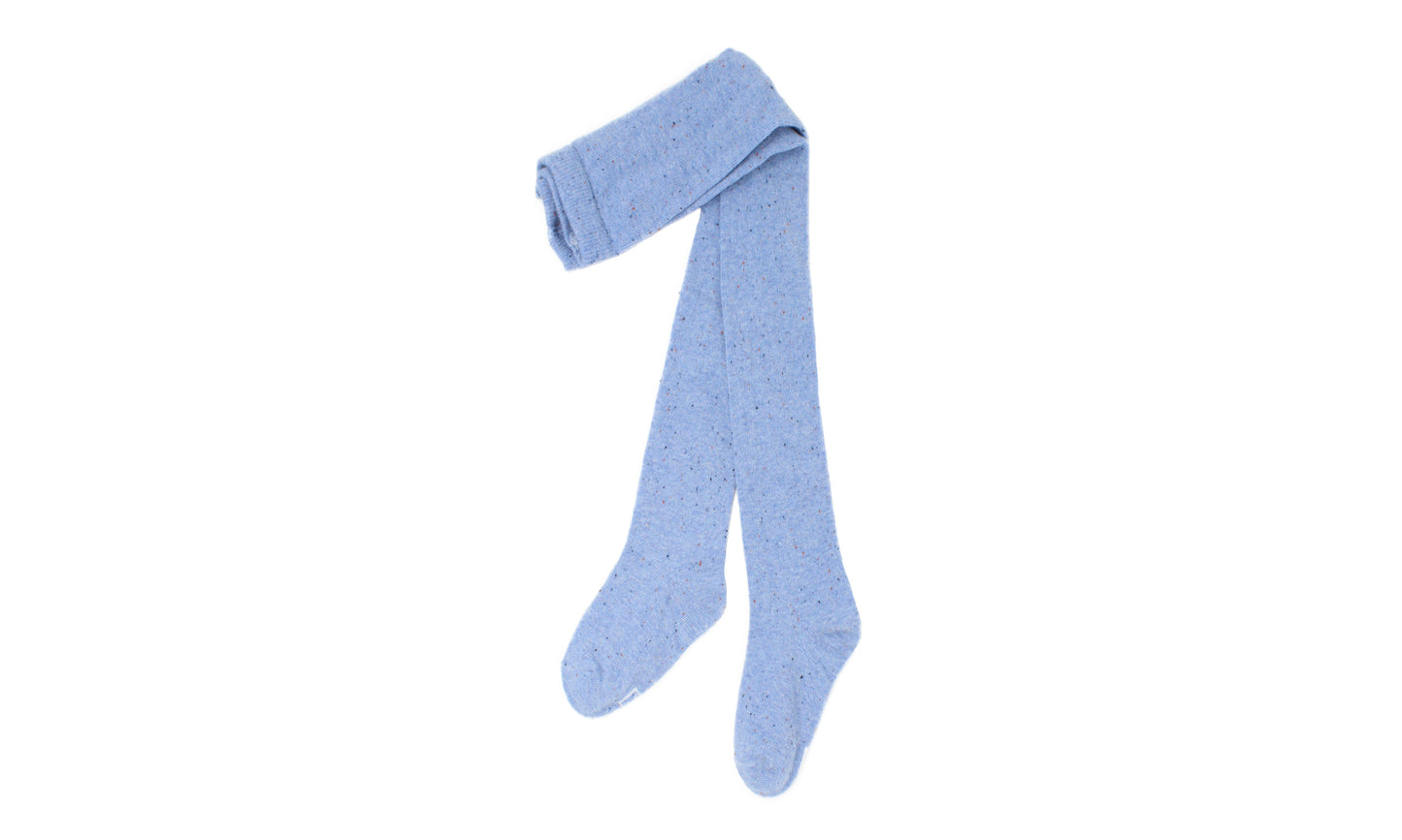 REF 39407C - Collant Fille et Bébé Dripping Bleu en Coton Peigné