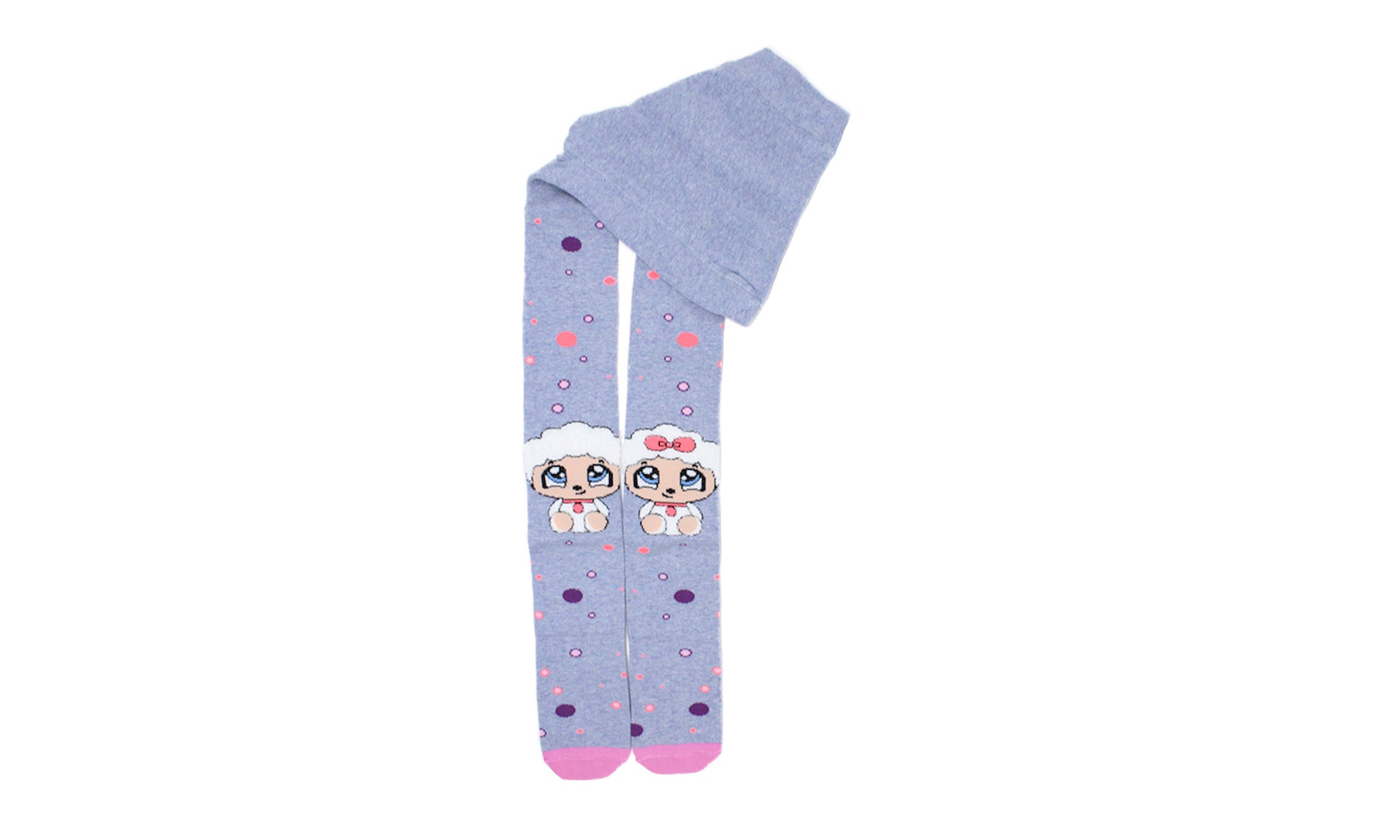 REF 39409A - Collant Fille Duo Gris Bleu en Coton Peigné