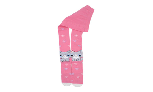 REF 39409B - Collant Fille Duo Rose en Coton Peigné