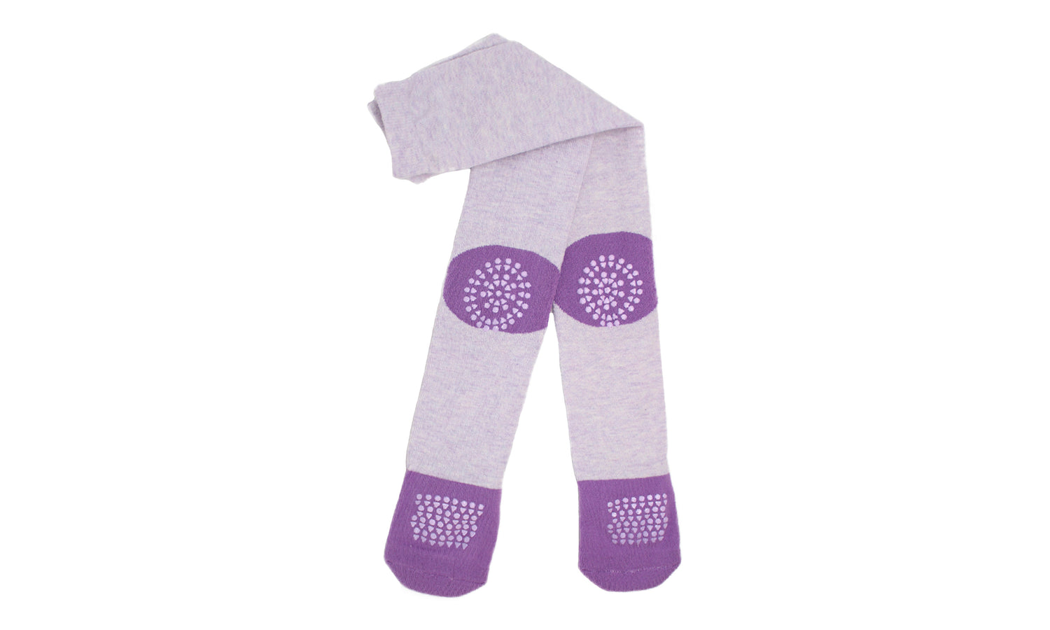 REF 39603C - Collant Antidérapant Bébé Fille "À Quatre Pattes" Lilas en Coton Peigné