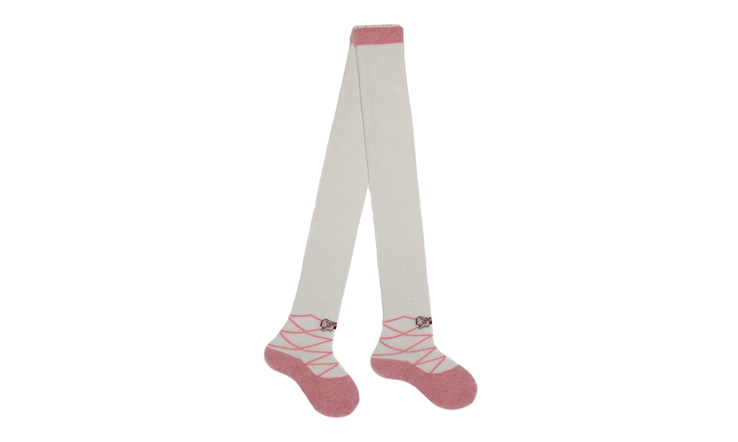 REF 39604B - Collant Bébé Fille Ballerines Beige en Coton Peigné