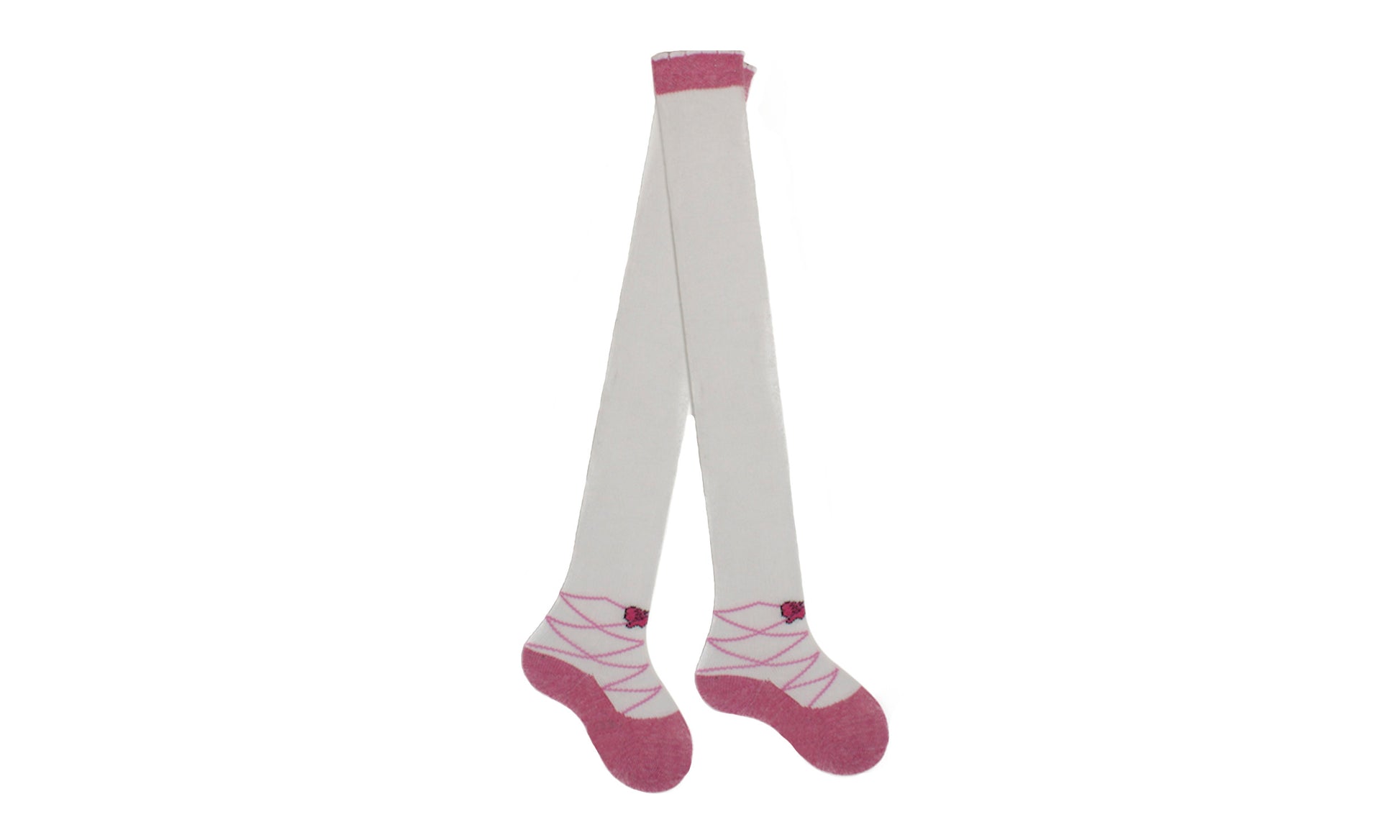 REF 39604C - Collant Bébé Fille Ballerines Blanc en Coton Peigné