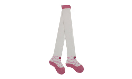 REF 39604C - Collant Bébé Fille Ballerines Blanc en Coton Peigné