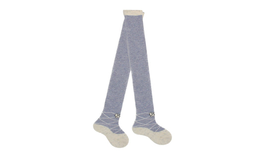 REF 39604A - Collant Bébé Fille Ballerines Gris Bleu en Coton Peigné