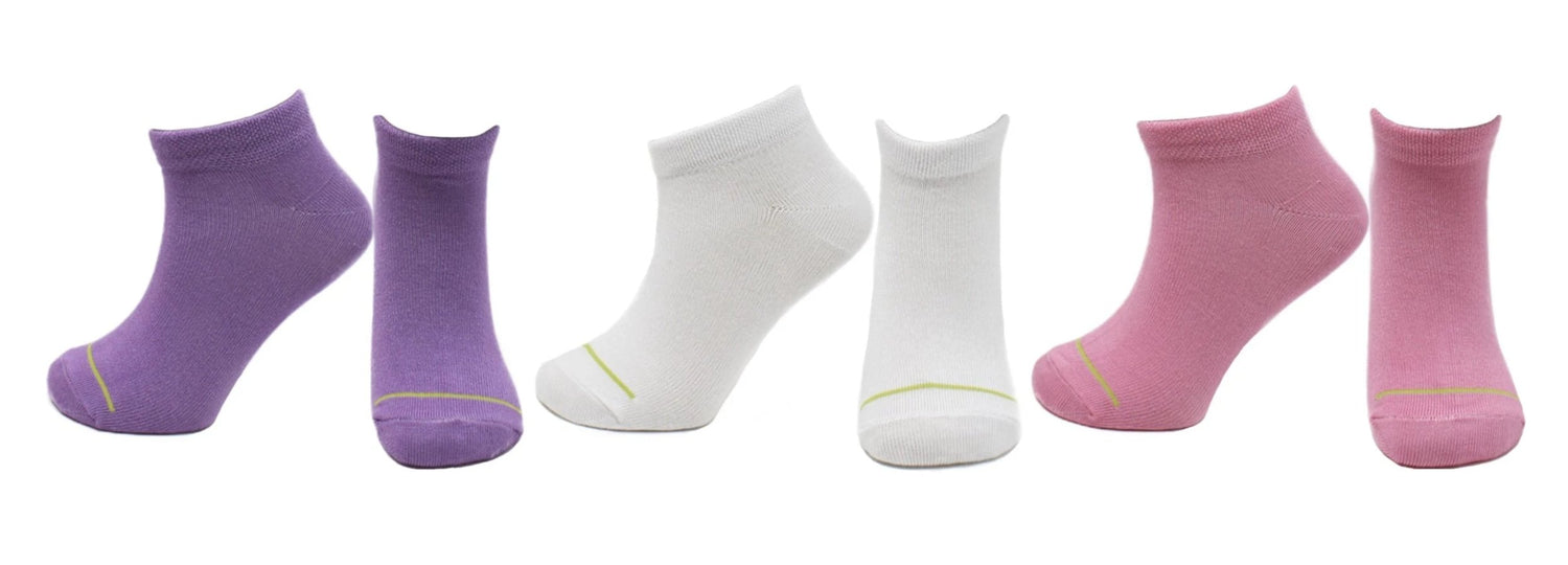 REF 32601 - Chaussettes Socquettes Bambou Fille Unies Beige Lilas Rose (3 paires)