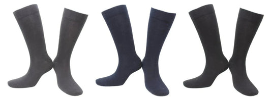 REF 39101A - Chaussettes Sans Élastiques & Sans Couture Homme Unies Gris Bleu Marine Noir en Coton Peigné (3 paires)