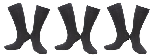 REF 39101B - Chaussettes Sans Élastiques & Sans Couture Homme Unies Noires en Coton Peigné (3 paires)
