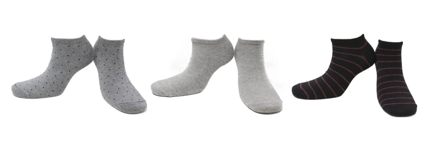 REF 39105A - Socquettes Homme Élégance Gris Noir en Coton Peigné (3 paires)