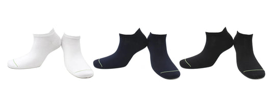 REF 39106 - Socquettes Chaussettes Bambou Homme Sans Couture Unies Blanc Bleu Marine Noir (3 paires)