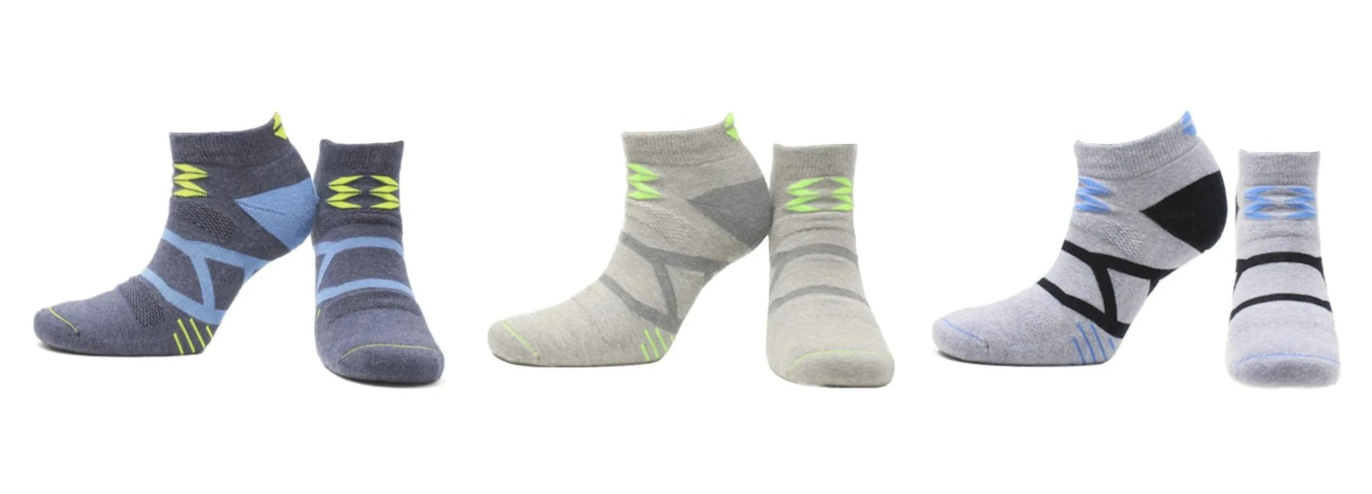 REF 39113B2 - Socquettes Sport Homme Sans Couture Gris en Coton Peigné (3 paires)