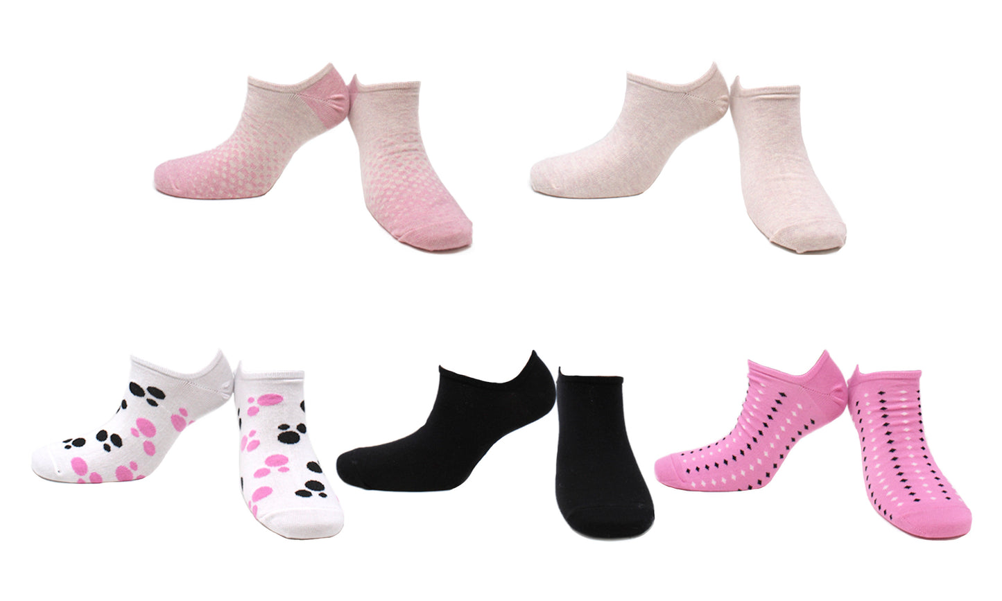 REF 39203 - Chaussettes Invisibles Femme Lady Rose Blanc Noir en Coton Peigné (5 paires)