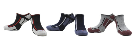 REF 39303B - Chaussettes Invisibles Sport Garçon, Noir, Bleu Marine, Gris en Coton Peigné (3 paires)