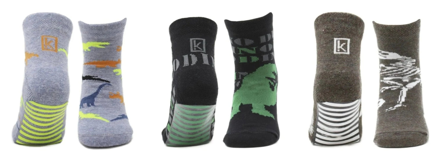 Chaussettes Antidérapantes Enfant Garçon Dinosaure en Coton Peigné (3  paires) – Kolibri Socks