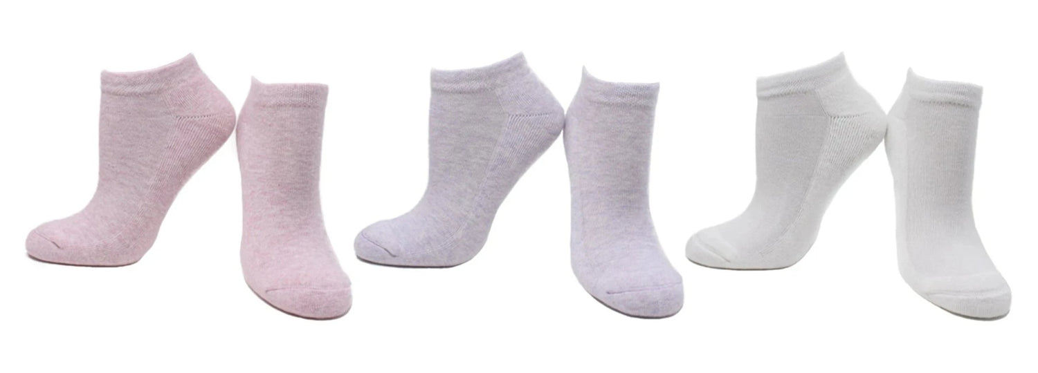 REF 39400 - Socquettes Fille Pastel Unies Blanc Lilas Rose en Coton Peigné (3 paires)