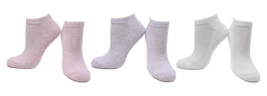 REF 39400 - Socquettes Fille Pastel Unies Blanc Lilas Rose en Coton Peigné (3 paires)