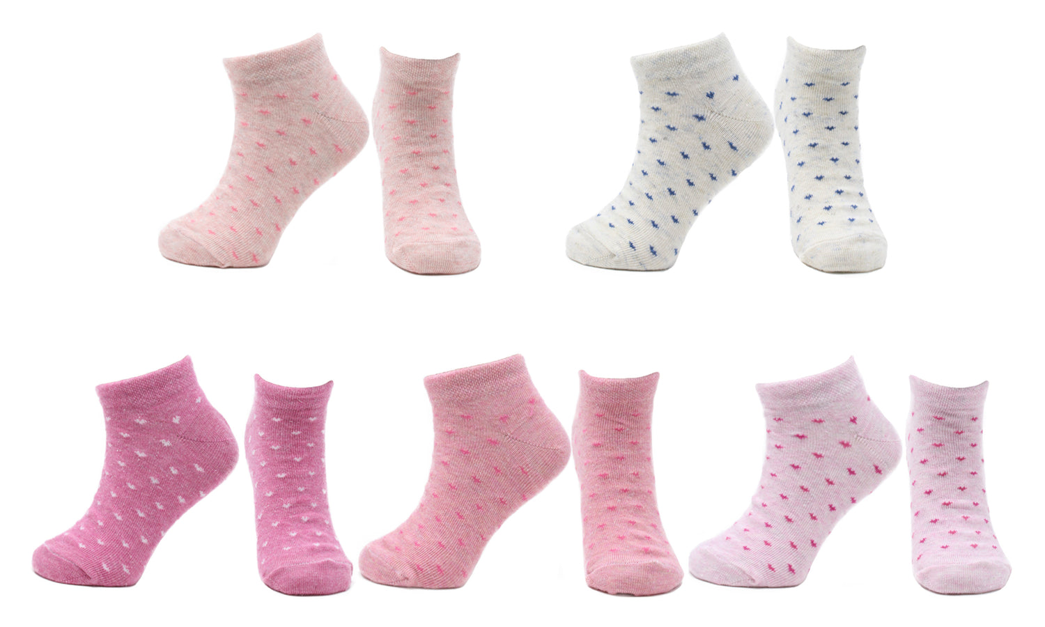 Socquettes Fille Coeurs en Coton Peigné (5 paires) – Kolibri Socks