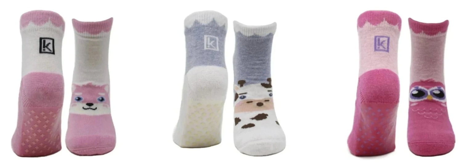 REF 39406 - Chaussettes Antidérapantes Fille Relax Blanc Bleu Rose en Coton Peigné (3 paires)