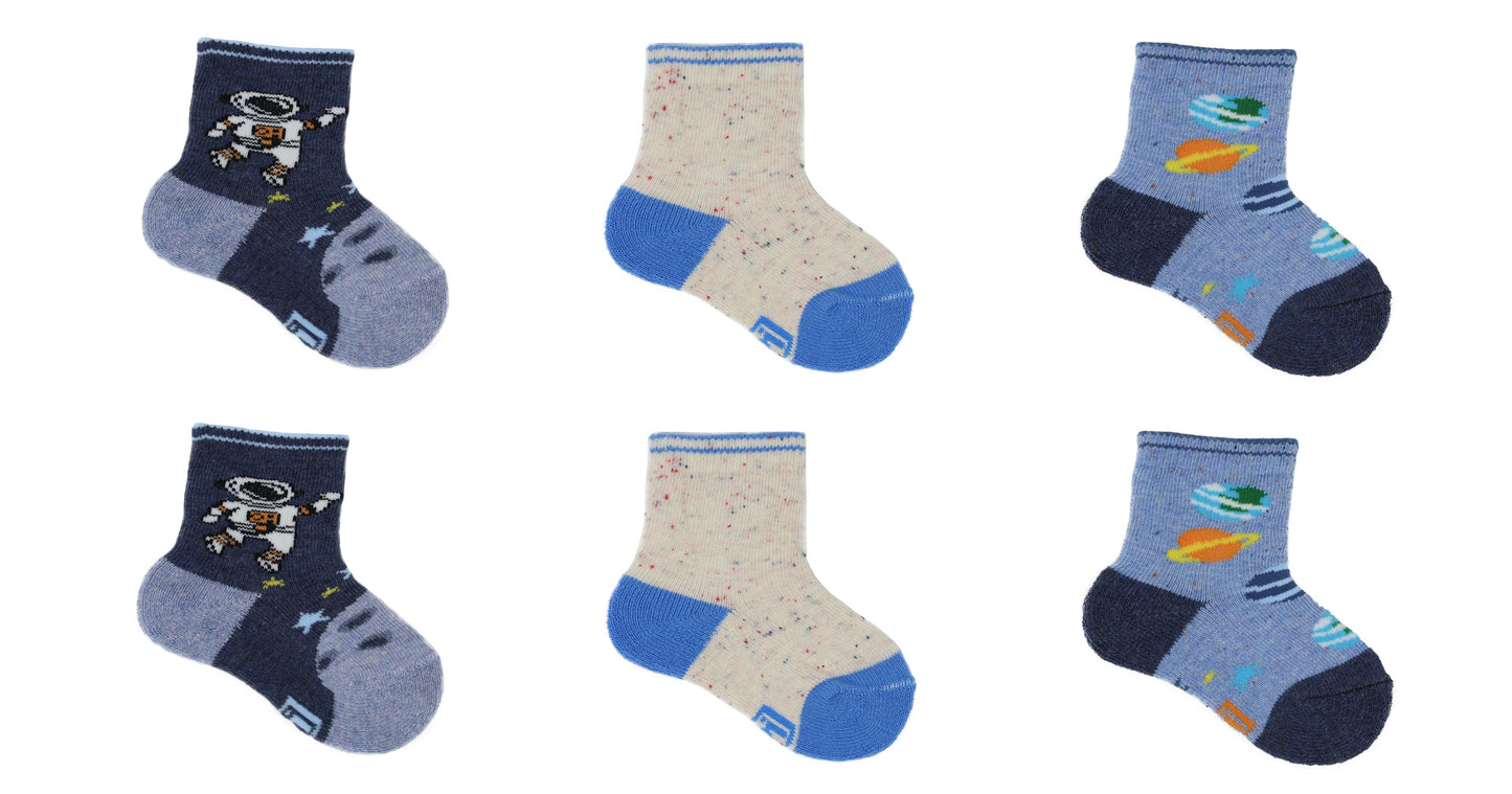 Space Socks in Eco-friendly Certified Cotton (3 pairs)