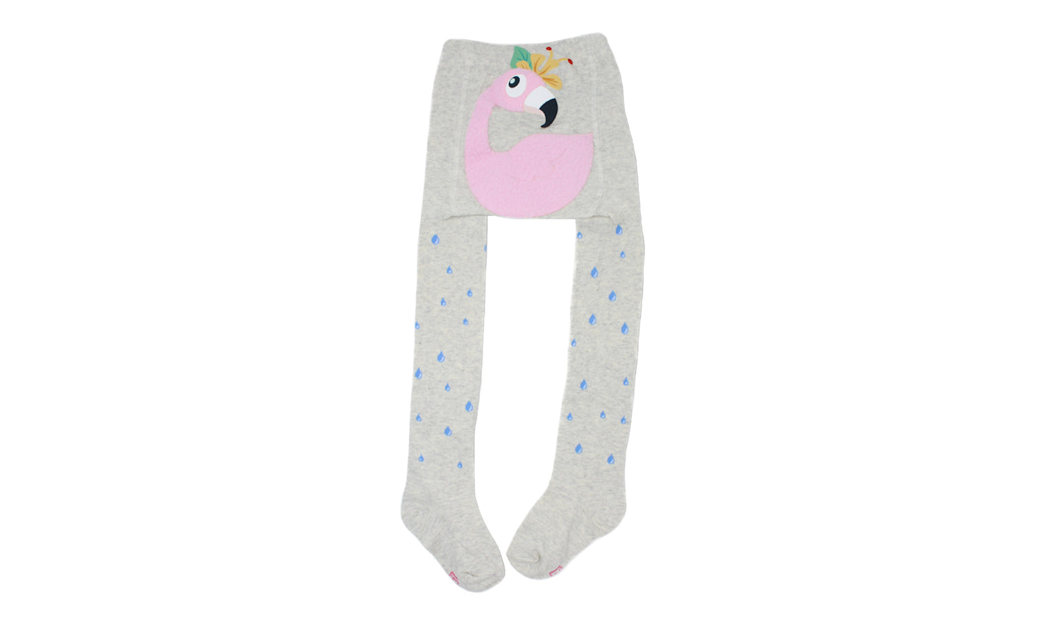 REF 39408D - Collant Fille 4D Flamand Rose Beige en Coton Peigné